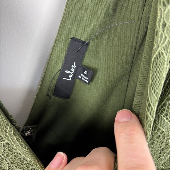 Lulus Marvelous Darling Olive Lace Ruffled Tiered Maxi Dress NEW Medium Prom - Picture 9 of 11